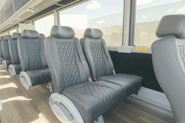 interior of El Monte Shuttle Bus Rentals charter bus